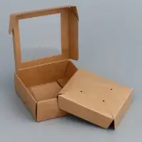Коробка для бижутерии с PVC окном 8×8×3 см, крафт
