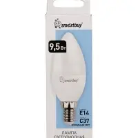 Лампа светодиодная Smartbuy, Е14, C37, 9.5 Вт, 6000 К, холодный белый свет
