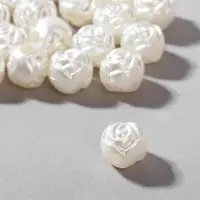 Бусины пластиковые &laquo;Розочки&raquo;, набор 50 шт., 0.8&times;0.8&times;0.8 см, белые
