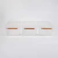 Корзины для хранения Wood Fusion, набор 3 шт.: 31.7&times;19.5&times;11.5 см, пластик, буковое дерево