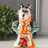 Фигурка фарфор &laquo;Коза Глаша&raquo;, 14 см, гжель цветная
