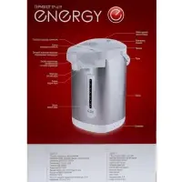 Термопот Energy TP-619, 750 Вт, 4 л, серебристо-белый Термопот Energy TP-619, 750 Вт, 4 л, серебристо-белый