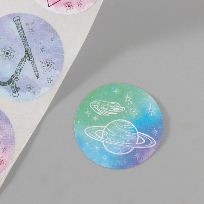 Наклейка бумага Наклейка бумага "Космос" d=2,5 см 252 шт в рулоне