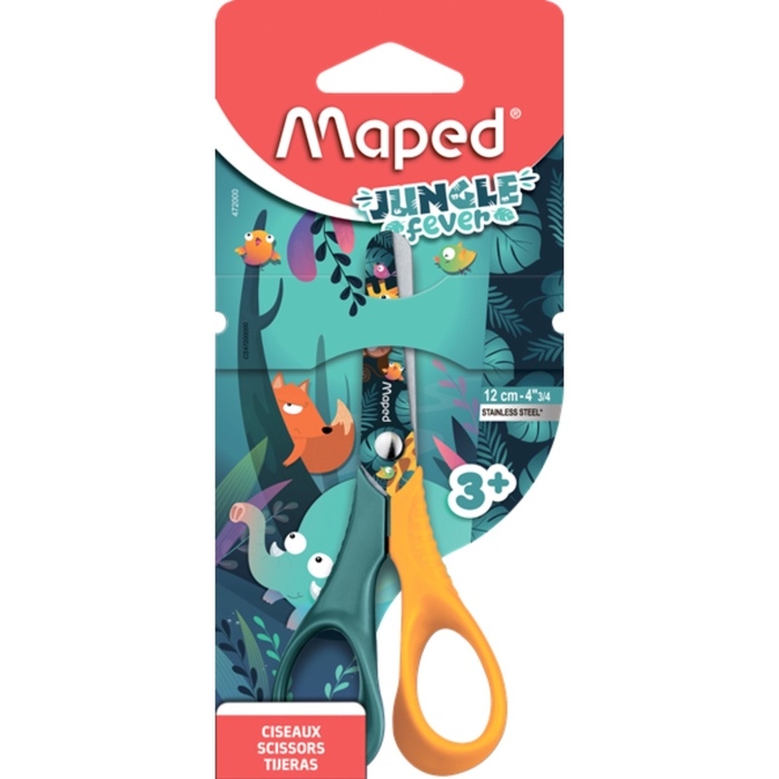Ножницы детские 12 см JUNGLE FEVER VIVO, эргономичные 3D кольца, закруглённые лезвия, МИКС Ножницы детские 12 см JUNGLE FEVER VIVO, эргономичные 3D кольца, закруглённые лезвия, МИКС