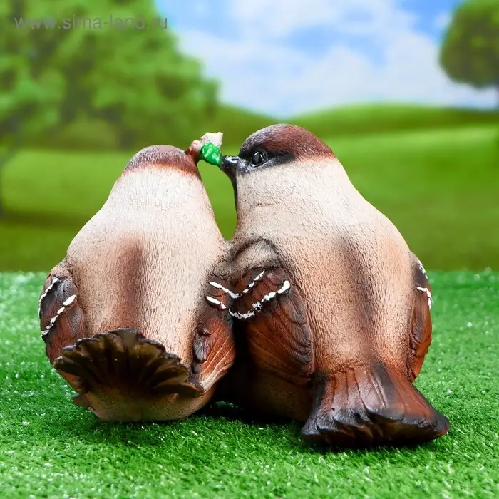 Садовая фигура из полистоуна &laquo;Воробьи&raquo;, 24&times;21&times;17 см