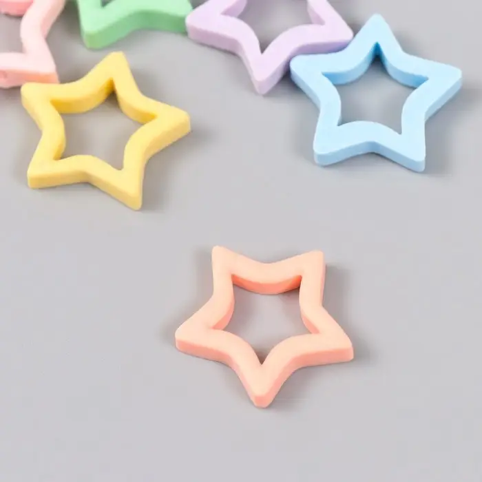 Декоративные элементы для творчества «Арт Узор. Звёздочки», набор 6 шт., пластик, 2.7×2.5 см, МИКС