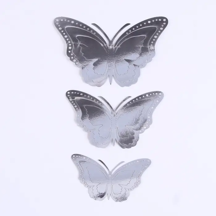 Топпер для торта «Бабочки», 12 штук, серебряный Топпер для торта «Бабочки», 12 штук, серебряный