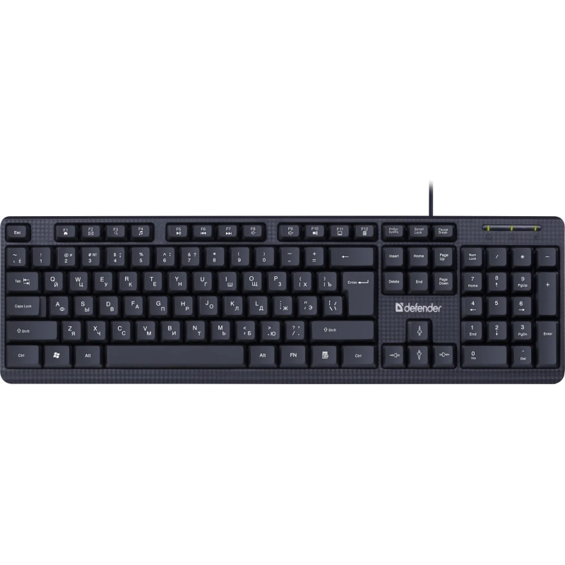 Клавиатура Defender Daily HB-162 RU проводн,черный,104кнопки+FN, 1.8м 45162