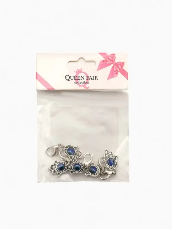 Шарм для браслета на карабине &laquo;Оберег рука Хамса&raquo;, синий в серебре