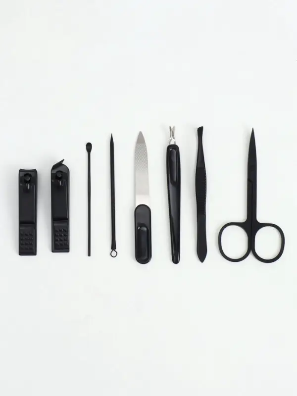 Набор маникюрный Christian, 8 предметов, в футляре, чёрный, серый