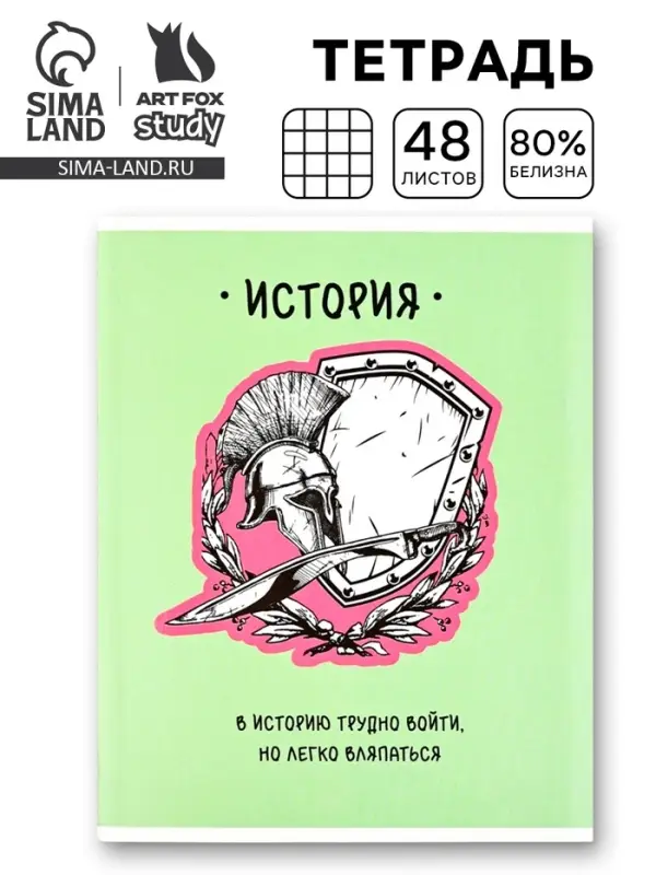 Тетрадь в клетку, предметная, 48 л., на скрепке, А5 &laquo;Фразы. История&raquo;