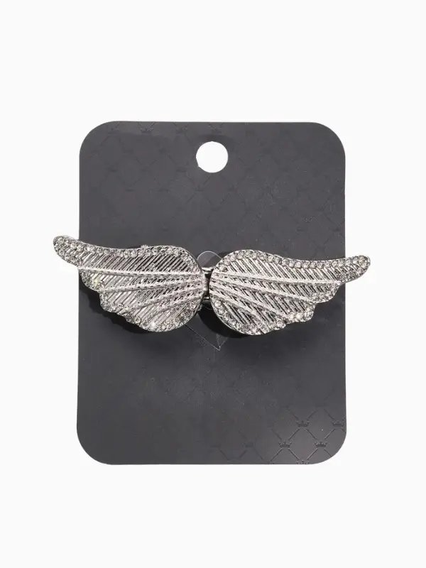 Зажим для кардигана "Ажур", крылья, цвет белый в серебре