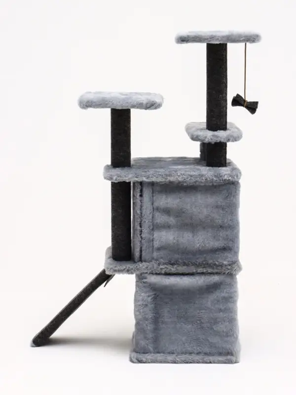 Домик для кошек с когтеточкой, 33&times;40&times;103 см, квадратный, ковролин, серый