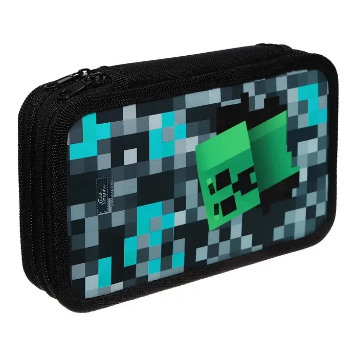 Пенал 2 секции, 125 х 205 мм, с наполнением 23 предмета, Calligrata Пенал 2 секции, 125 х 205 мм, с наполнением 23 предмета, Calligrata "Пиксели" ламинированный картон, 30П26/2/set