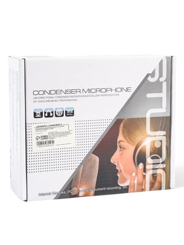 Микрофон конденсаторный Music Life черный: кабель, ветрозащита, стойка