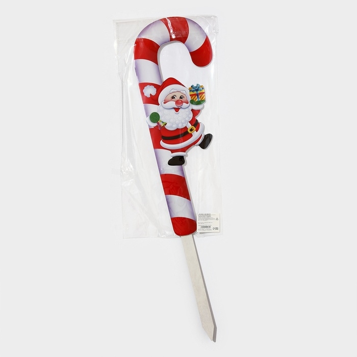 Топпер декоративный трость "Дедушка мороз с подарком" 16,7х67,5 см