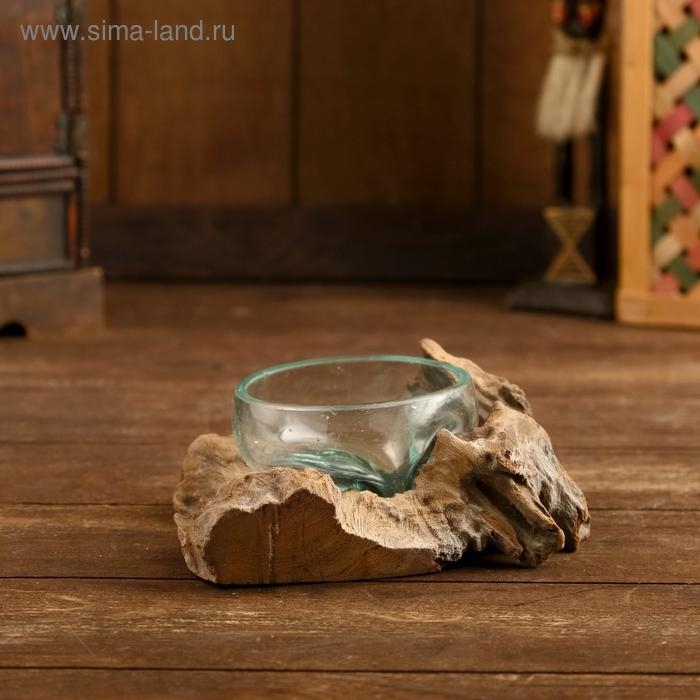 Вазон стекло на коряге  Вазон стекло на коряге "Блюдо" 15х15х8 см