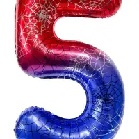 Воздушный шар фольгированный 40" цифра "5" героическая тема, цвет красный и синий, в ин.уп.