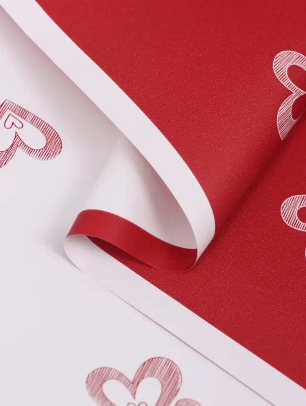 Пленка флористическая для цветов, &laquo;Двойные сердца&raquo;, красная, 57&times;57 см