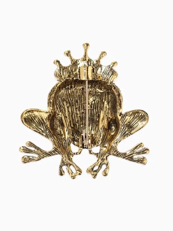 Брошь &laquo;Лягушка&raquo; принцесса, цвет зелёный в чернёном золоте