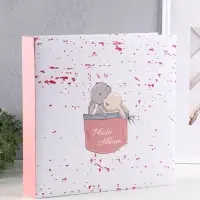 Фотоальбом "Обнимашки" 400ф 10X15см, ПП карм., пер-т 3-кольца, розовый