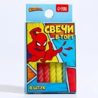 Свечи для торта «С Днем Рождения», набор 8 штук, Человек-паук