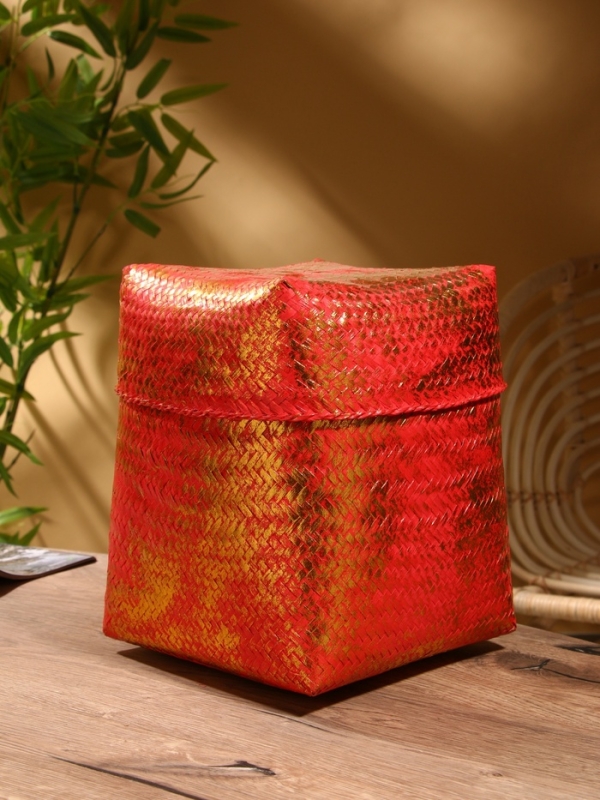 Корзинка плетеная "Голден" 25х25х30 см, розовый