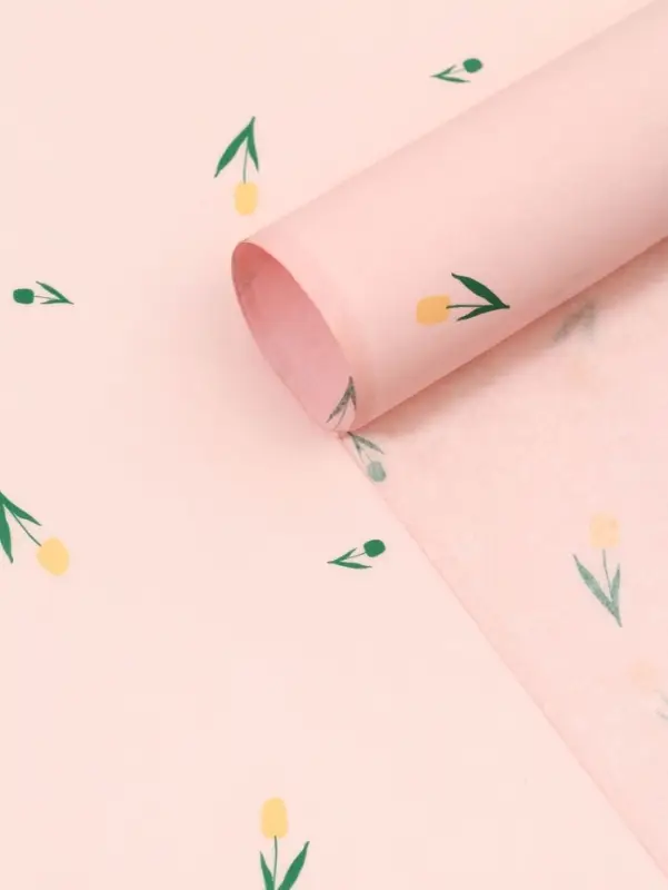 Бумага упаковочная тишью, «Цветы», розовый, 50 см × 70 см 17 грамм Бумага упаковочная тишью, «Цветы», розовый, 50 см × 70 см 17 грамм