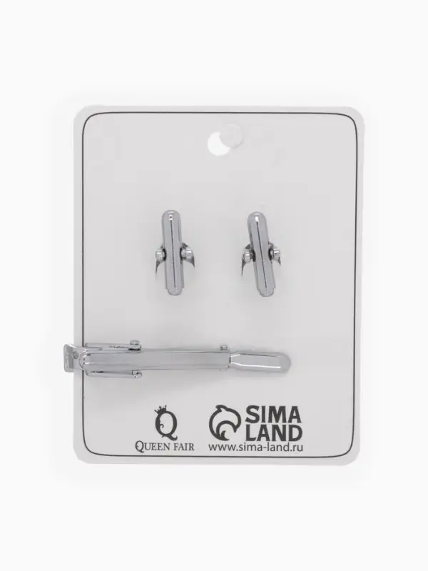 Набор мужской &laquo;Запонки + Зажим для галстука&raquo;, классика, цвет серебро