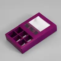 Коробка для 9 конфет, сиреневый, 13.5&times;13.5&times;3.5 см