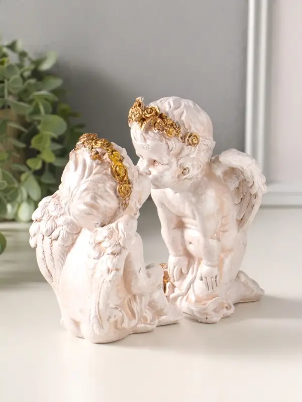 Фигура полистоун "Ангелочки целуются" 16х17х10 см