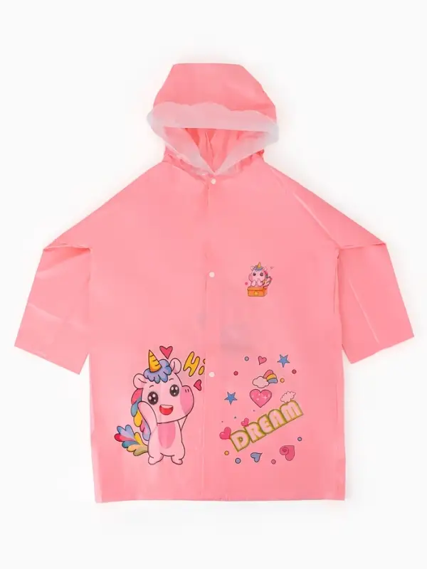 Дождевик детский, розовый единорог, рост 100-110 накл ОТ