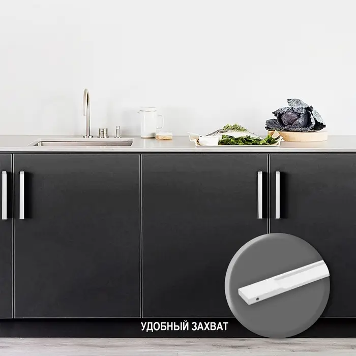 Ручка профильная мебельная торцевая CAPPIO RP101WH, м/о 128 мм, белая