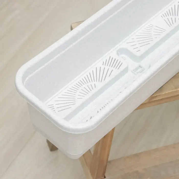 Ящик для цветов балконный с поддоном, 80 см, мраморный