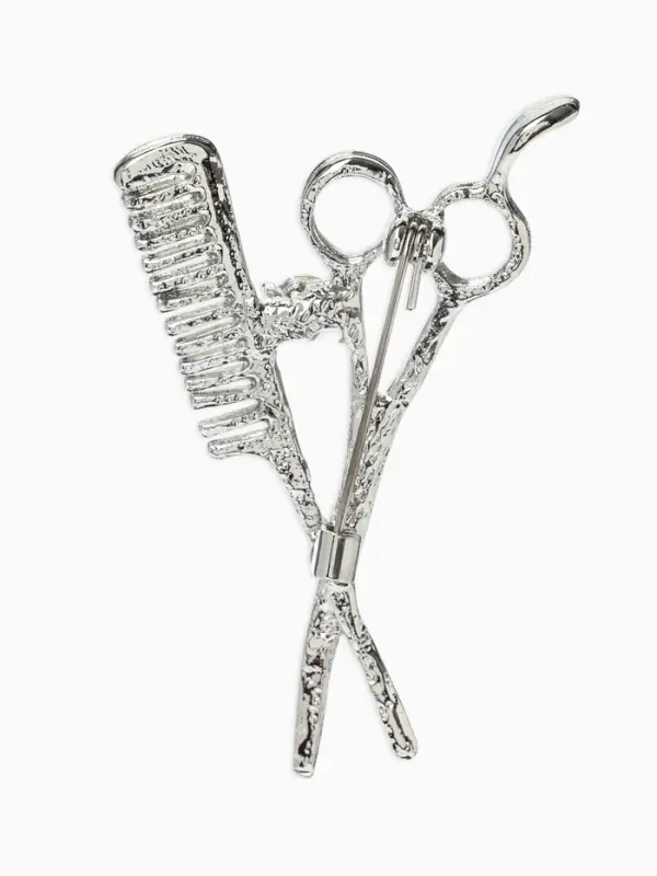 Брошь &laquo;Парикмахер&raquo;, белая в серебре