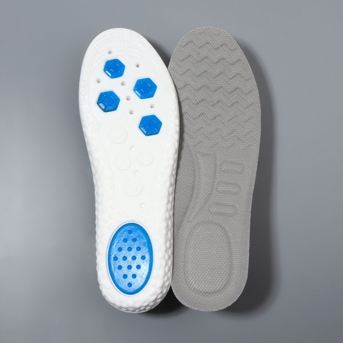 Стельки для обуви, универсальные, р-р RU до 45 (р-р Пр-ля до 46), 28,5 см, пара, цвет серый Стельки для обуви, универсальные, р-р RU до 45 (р-р Пр-ля до 46), 28,5 см, пара, цвет серый