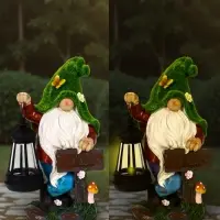 Садовая фигура - фонарь &laquo;Гном Welcome&raquo; 9&times;15&times;25 см, Greengo