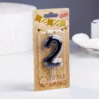 Свеча в торт &laquo;Черный мрамор&raquo;, цифра 2, 5.5 см