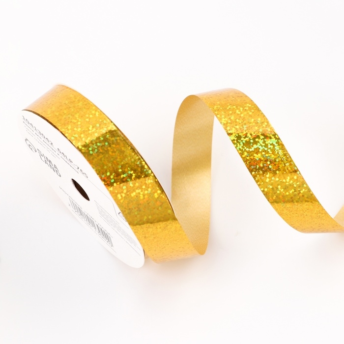 Лента голографическая для декора и подарков, золото, 2 см х 50 м Лента голографическая для декора и подарков, золото, 2 см х 50 м