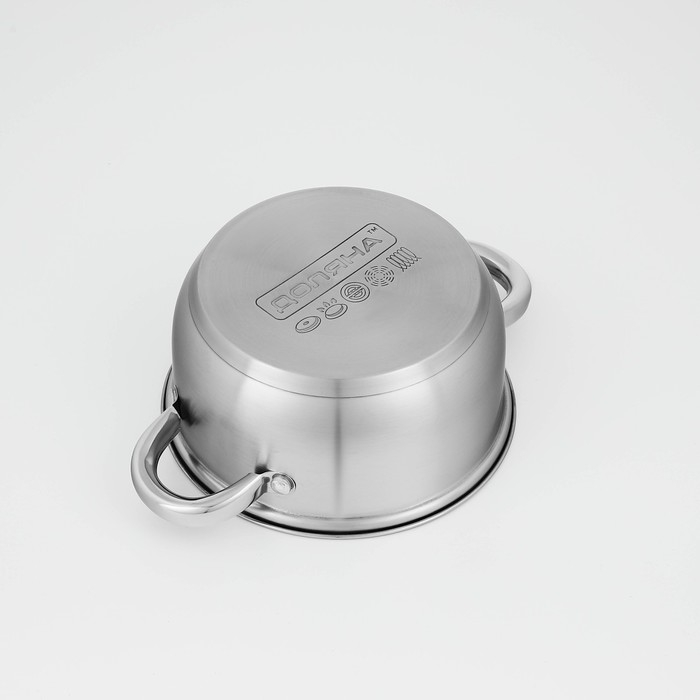 Кастрюля из нержавеющей стали Доляна «Гретте», 1,6 л, d=16 см, с крышкой, капсульное дно, индукция Кастрюля из нержавеющей стали Доляна «Гретте», 1,6 л, d=16 см, с крышкой, капсульное дно, индукция