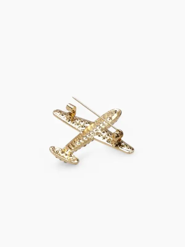 Брошь &laquo;Самолёт туристический&raquo;, белая в золоте