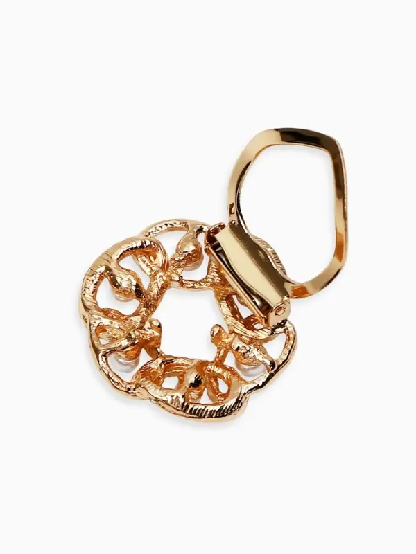 Зажим для платка &laquo;Звенья&raquo;, с жемчужиной, белый в золоте