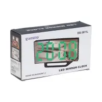 Часы-будильник электронные настольные, термометр, календарь, USB, 15*8 см, зеленые цифры