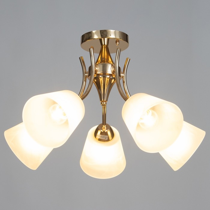 Люстра потолочная Элли 5х40Вт Е27 Золото 52x52x30 см Люстра потолочная Элли 5х40Вт Е27 Золото 52x52x30 см