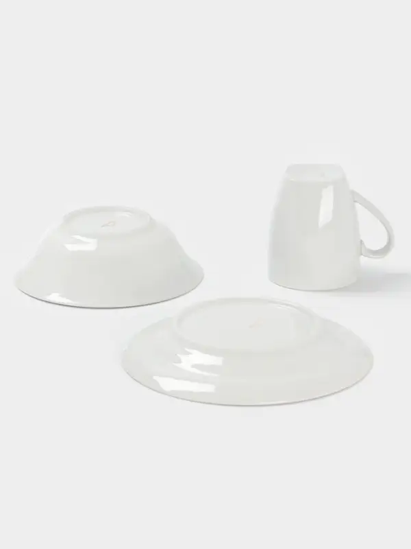 Набор детской посуды Дулевский фарфор &laquo;Зайчик&raquo;, 3 предмета: тарелка 175 мл, миска 360 мл, кружка 210 мл, белый