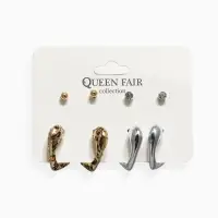 Серьги QF &laquo;Сердце леопарда&raquo;, набор 4 пары, бусины, цвет золото, серебро