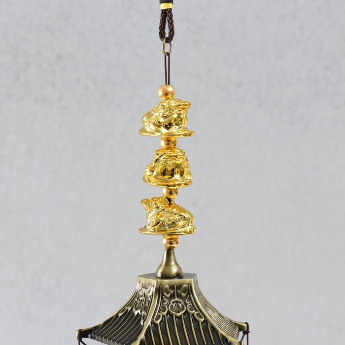 Музыка ветра металл Музыка ветра металл "Три денежных жабы" 6 колокольчиков 55х8х8 см