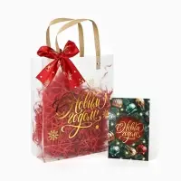 Подарочный пакет с наполнителем,лентой и гирляндой, 20 × 8 × 25 см Подарочный пакет с наполнителем,лентой и гирляндой, 20 × 8 × 25 см