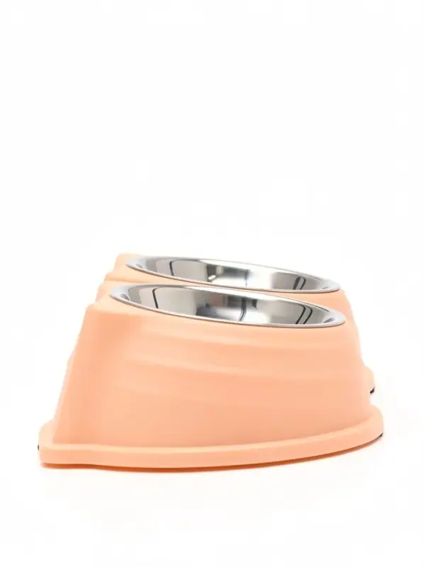 Миска двойная &laquo;Кисы&raquo;, 28&times;16.3&times;7.3 см, на пластиковом основании, металл, розовая