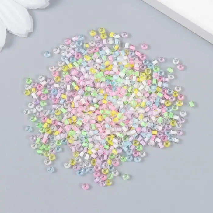 Бисер стекло 12/0  Бисер стекло 12/0 "Прозрачный. Цветная серединка. Конфеты" 10 гр